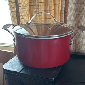 Red Copper  Pot with Lid